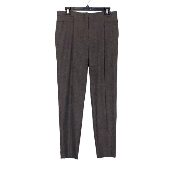Zara Basic brown houndstooth high waisted pleated pants size Medium - Picture 1 of 7